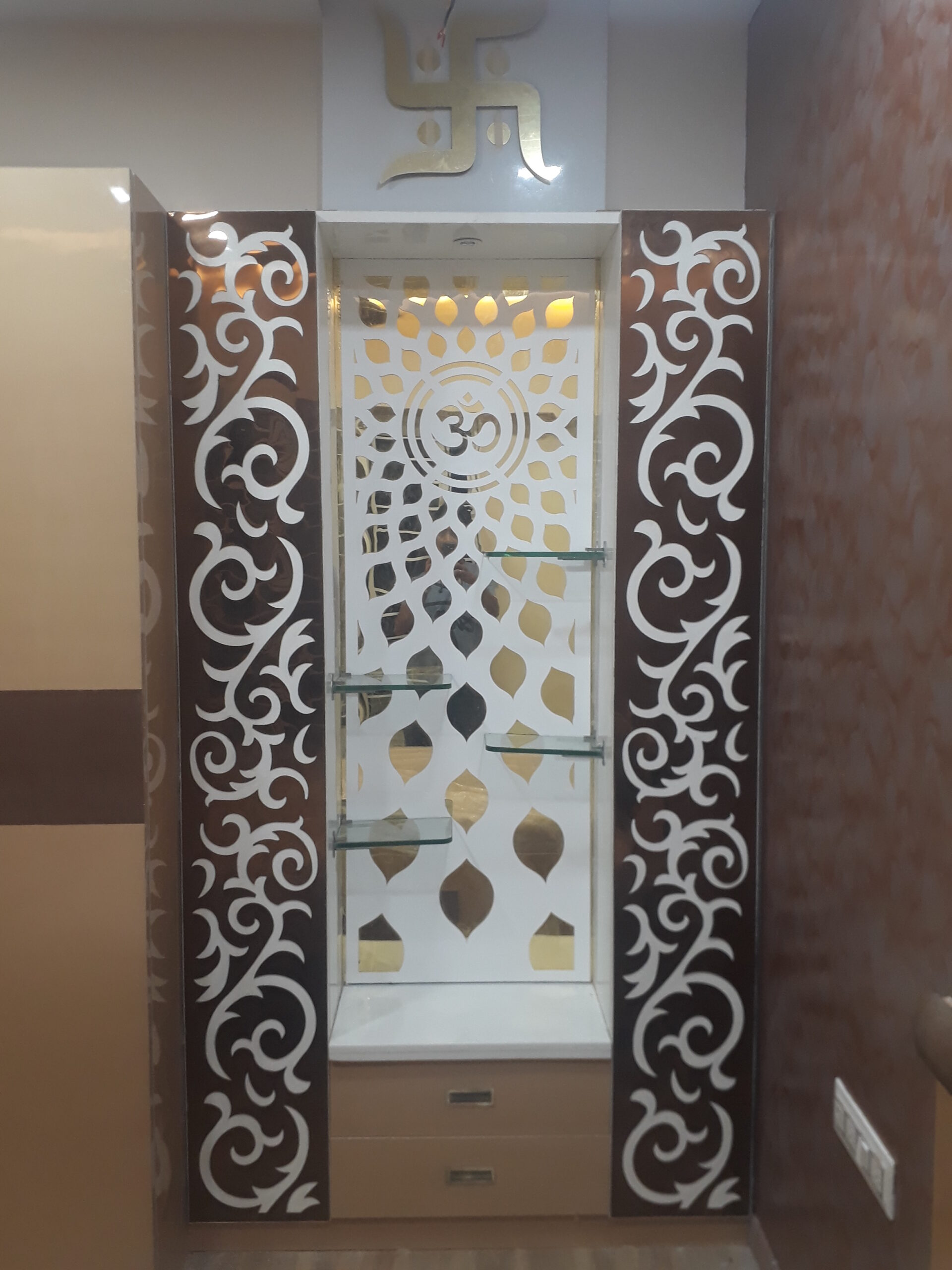 Mandir in Acrylic and CNC Corian finish